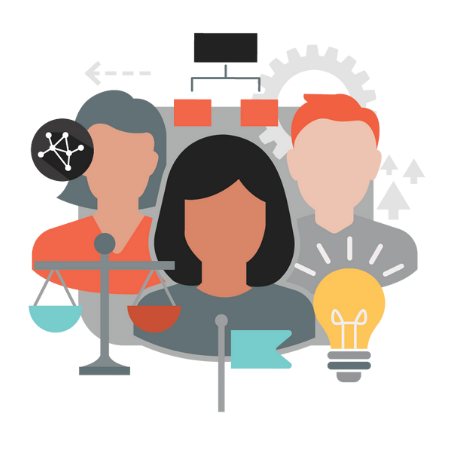 graphic of three people